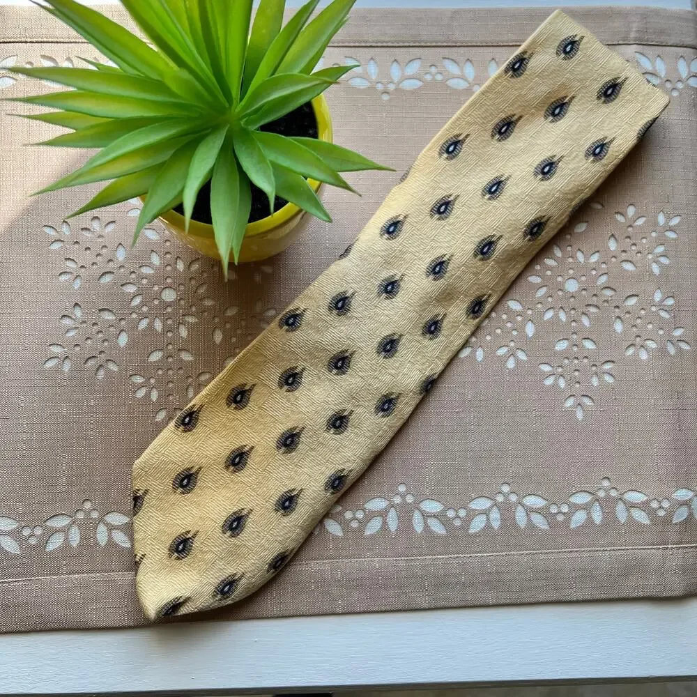Neo Bill Blass Buff Abstract Print 100% Silk Necktie
